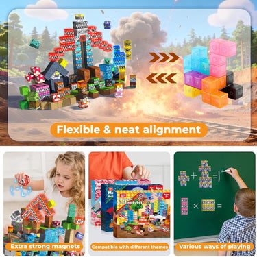 Light Up Magnetic Blocks Blockmaster Light-Up Building With Glowing Patterns Snap Together No Instructions Needed - Image 6