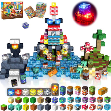 Light Up Magnetic Blocks Blockmaster Light-Up Building With Glowing Patterns Snap Together No Instructions Needed - Image 2