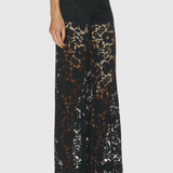Long Sleeve Lace Blazer and Wide-Leg Trousers Two-Piece Suit Set
