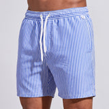 Men's Swim Shorts With Drawstring And Vertical Stripes For Swimming - hero