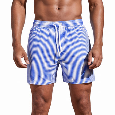 Men's Swim Shorts With Drawstring And Vertical Stripes For Swimming - studio