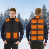 Men's Heated Vest Men With USB Rechargeable Battery Powered Stand Collar Puffer And Dual-button Chest Controller - Image 1