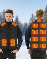 Men's Heated Vest Men With USB Rechargeable Battery Powered Stand Collar Puffer And Dual-button Chest Controller - Image 1