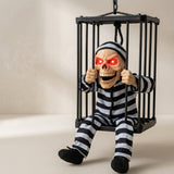Motion Activated Halloween Decor Skeleton Cage Decoration Red LED - Image 1