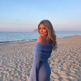 Off-Shoulder Bouclé Knit Long Sleeve Mini Dress