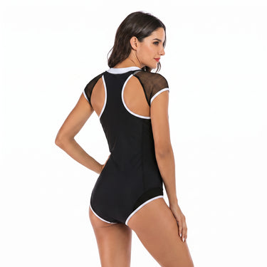 One Piece Swimsuit Flattering Sporty One-Piece Zip-Front - angle