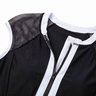 One Piece Swimsuit Flattering Mini A-Line Zip-Front - detail