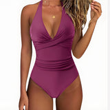 One Piece Swimsuit Flattering Halter V-Neck - Image 10
