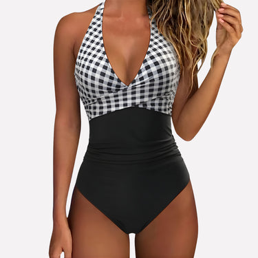 One Piece Swimsuit Flattering Halter V-Neck - Image 14