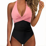 One Piece Swimsuit Flattering Halter V-Neck - Image 24