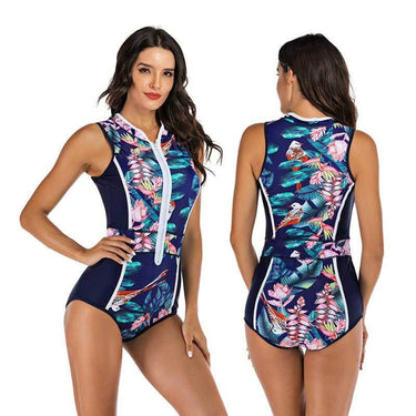 One Piece Swimsuit Flattering Mini A-Line Zip-Front - Image 3