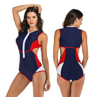 One Piece Swimsuit Flattering Mini A-Line Zip-Front - Image 4