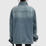 Oversized Asymmetric Button-Up Denim Jacket for Women