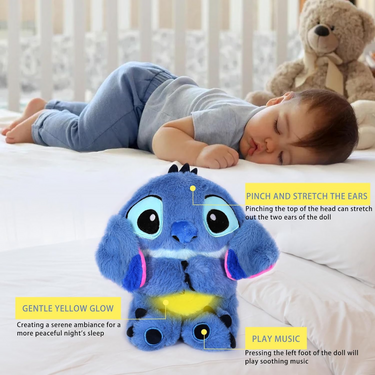 Plush Sleep Aid Toy Stitch With Glowing Chest And Sound Features Compagnon De Sommeil Perfect For Snuggling - Image 7