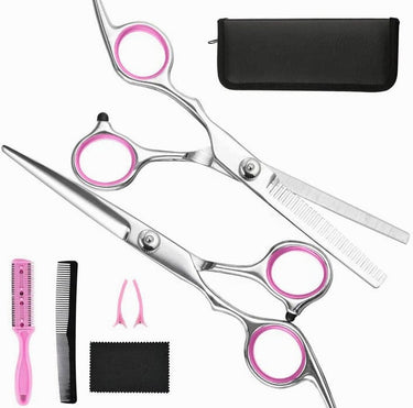 Professional Haircutting Scissors Set With Thinning Shears And Styling Accessories - Image 7