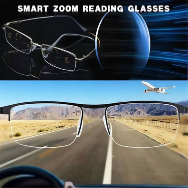 Progressive Reading Glasses Adjustable Half-Rim Rectangular Anti-Glare - Image 3