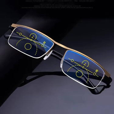 Progressive Reading Glasses Adjustable Half-Rim Rectangular Anti-Glare - Image 5