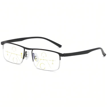 Progressive Reading Glasses Adjustable Half-Rim Rectangular Anti-Glare - Image 1