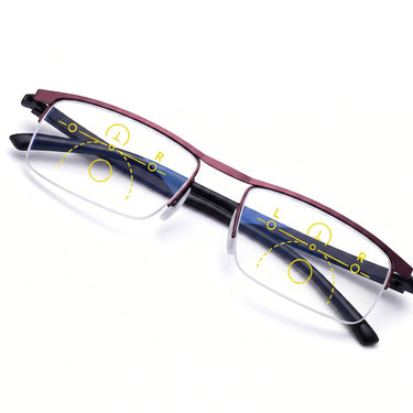 Progressive Reading Glasses Adjustable Half-Rim Rectangular Anti-Glare - Image 4