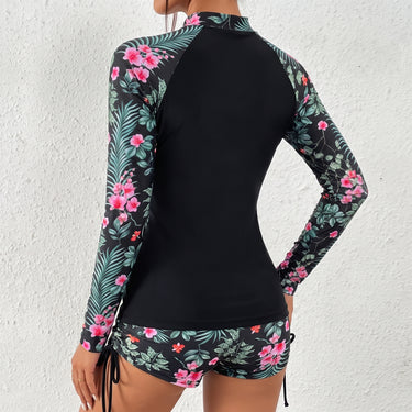 Rashguard Swimsuit Streamlined Long Sleeve Zip-Front - angle