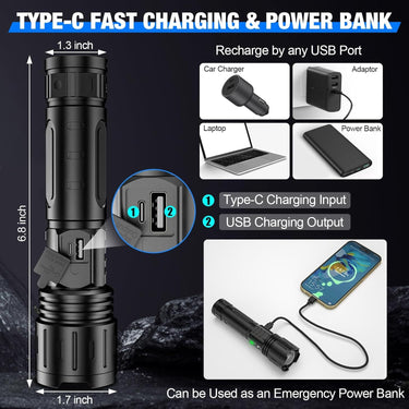 Rechargeable Flashlight Tactical LED High Lumen Super Bright - Image 6
