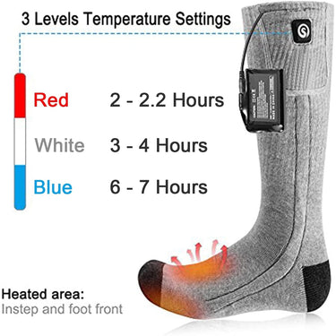 Rechargeable Heated Socks Moisture Wicking Ankle With Battery And Ribbed Knit Calf - Image 4