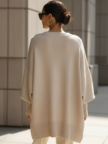 Relaxed Oversized Crew Neck Knit Sweater for Women