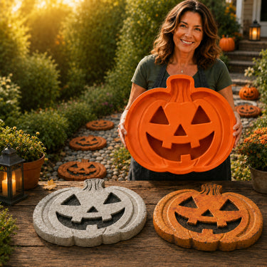 Reusable Pumpkin Casting Mold For Concrete Stepping Stones Halloween Garden Decor - Image 2
