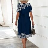 Round Neck Floral A-Line Summer Dress