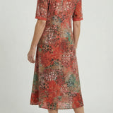 Short Sleeve Floral Print Relaxed Midi Dress with Pockets