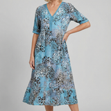 Short Sleeve Floral Print Relaxed Midi Dress with Pockets