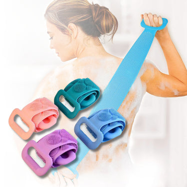 Silicone Shower Brush With Dual-Sided Exfoliating Surface And Stretch Handle - Image 1