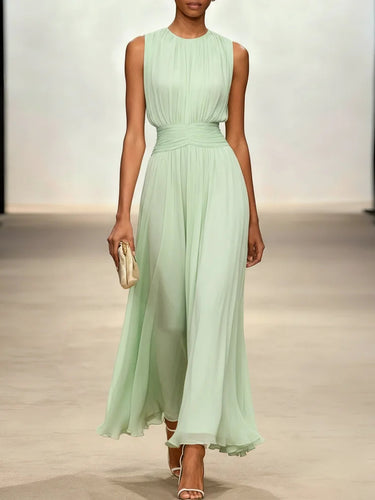 Sleeveless A-Line Ruched Chiffon Maxi Dress for Special Occasions