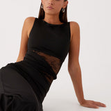 Sleeveless Boat Neck Lace Cut-Out Maxi Dress