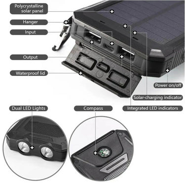 Solar Charger Power Bank With Dual USB Ports LED Flashlight And IP44 Waterproofing - Image 8