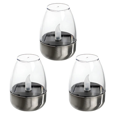 Solar Flameless Candle Clear Glass Dome Silver Base LED - Image 4