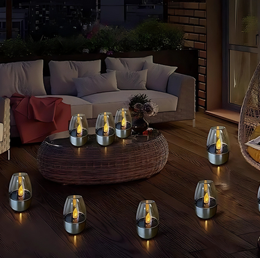 Solar Flameless Candle Clear Glass Dome Silver Base LED - Image 5