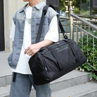 Sporty Travel Duffel Bag With Top Handles And Shoulder Strap With Or Accents - Image 6