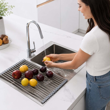 Stainless Steel Folding Drain Rack Expandable Sink Organizer With Food-Safe Silicone Coating For Space-Saving Kitchen Storage - Image 11