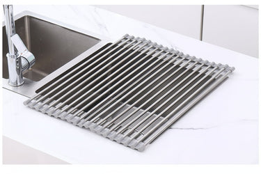 Stainless Steel Folding Drain Rack Expandable Sink Organizer With Food-Safe Silicone Coating For Space-Saving Kitchen Storage - Image 5