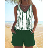 Tankini Swimwear Relaxed Two Piece V-Neck Set - Image 6