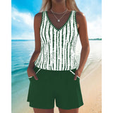 Tankini Swimwear Relaxed Two Piece V-Neck Set - Image 8