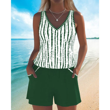 Tankini Swimwear Relaxed Two Piece V-Neck Set - Image 8