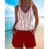 Tankini Swimwear Relaxed Two Piece V-Neck Set - Image 9
