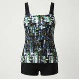 Tankini Swimwear Modest Two Piece Set Geometric-Print - hero