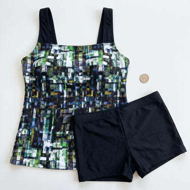 Tankini Swimwear Modest Two Piece Set Geometric-Print - scale