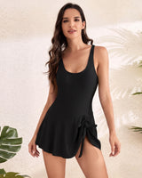 One Piece Swimsuit Flattering Swim Dress - Black
