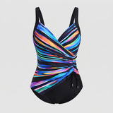 Women's One Piece Swimsuit Flattering Monokini V-Neck - Black