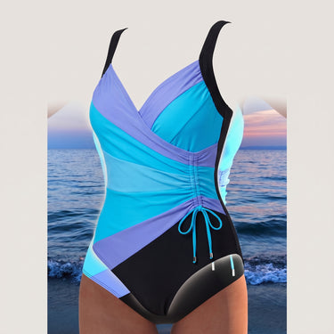 Women's One Piece Swimsuit Flattering Monokini V-Neck - Blue