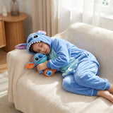 Stitch Onesie Pajama with Comfortable Fitted Hood and Floppy Ears - Blue